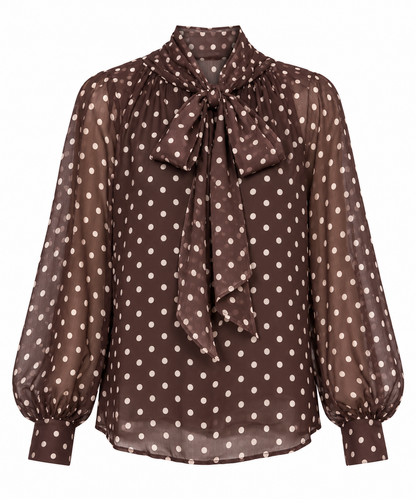 Brown Polka-Dots Blouse - LINZY