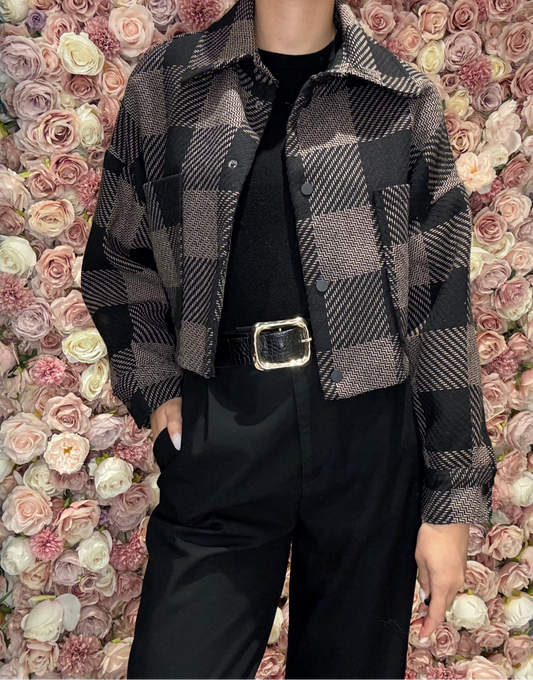 Eurofashion - Brown Plaid Jacket