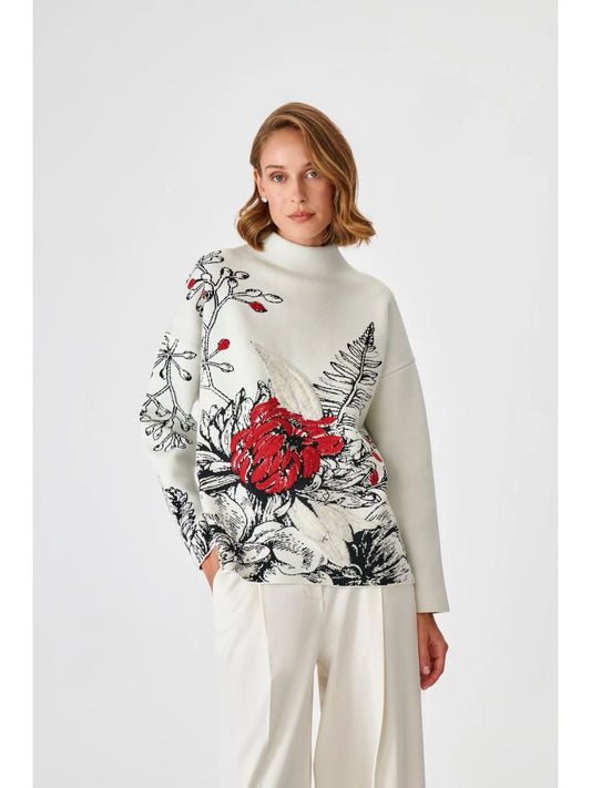 JOINUS - Rose Mock Neck Sweater