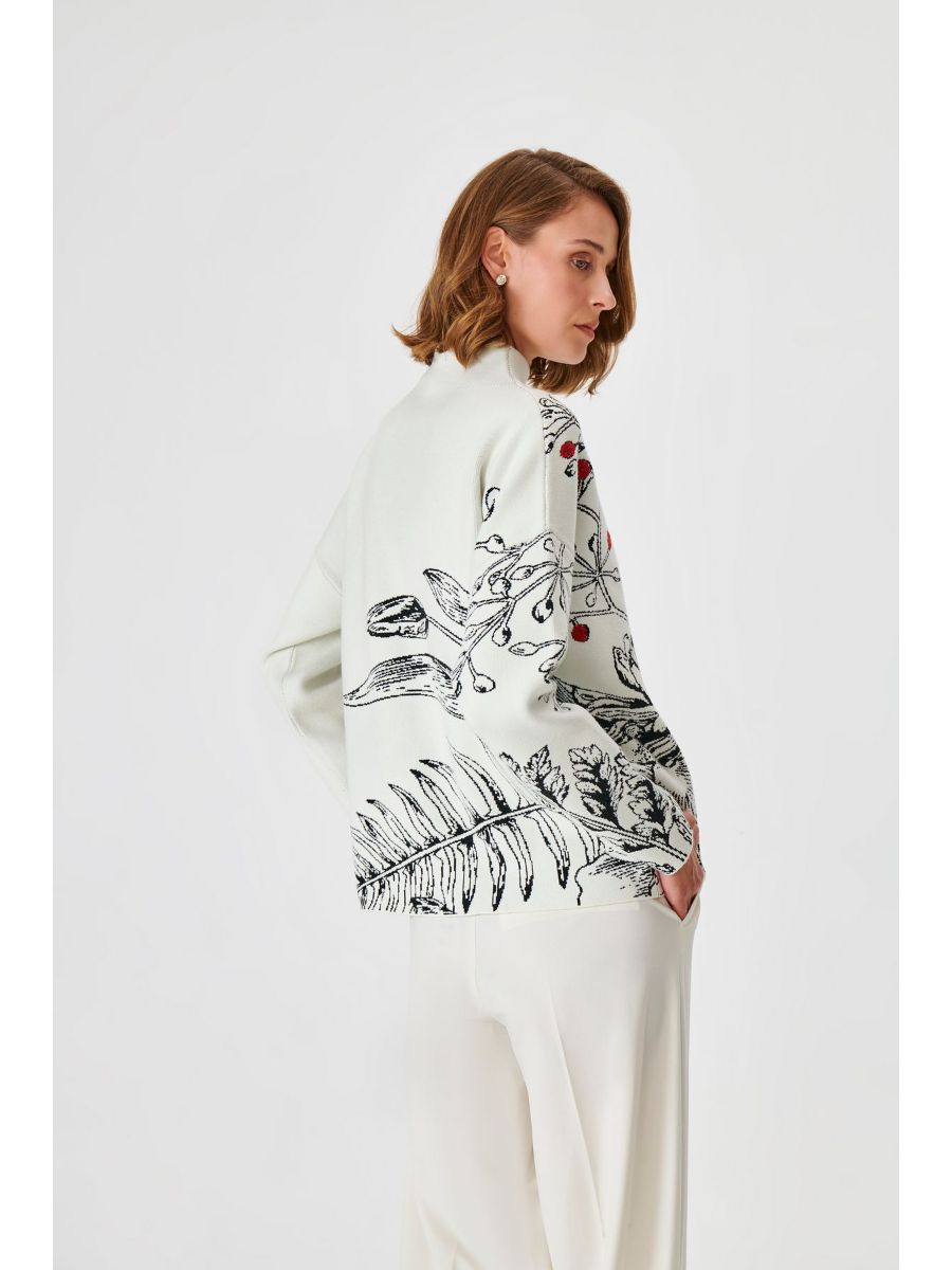 JOINUS - Rose Mock Neck Sweater