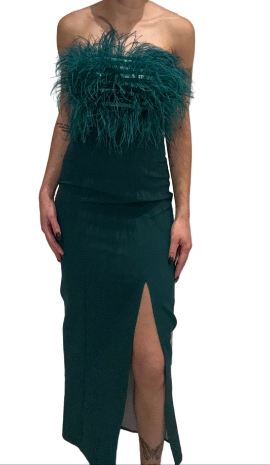Fimka - Emerald Feather Dress