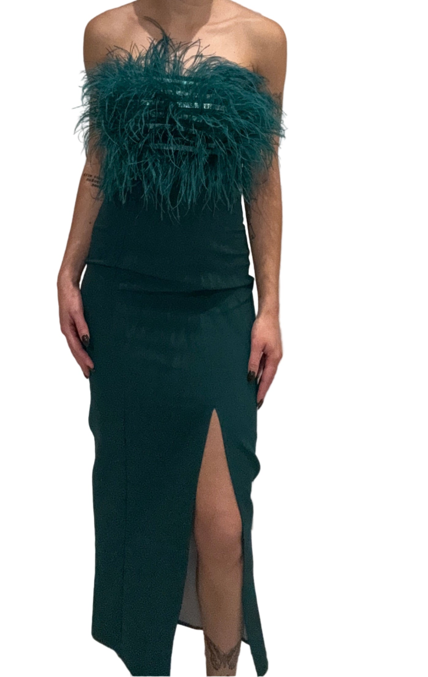Fimka - Emerald Feather Dress