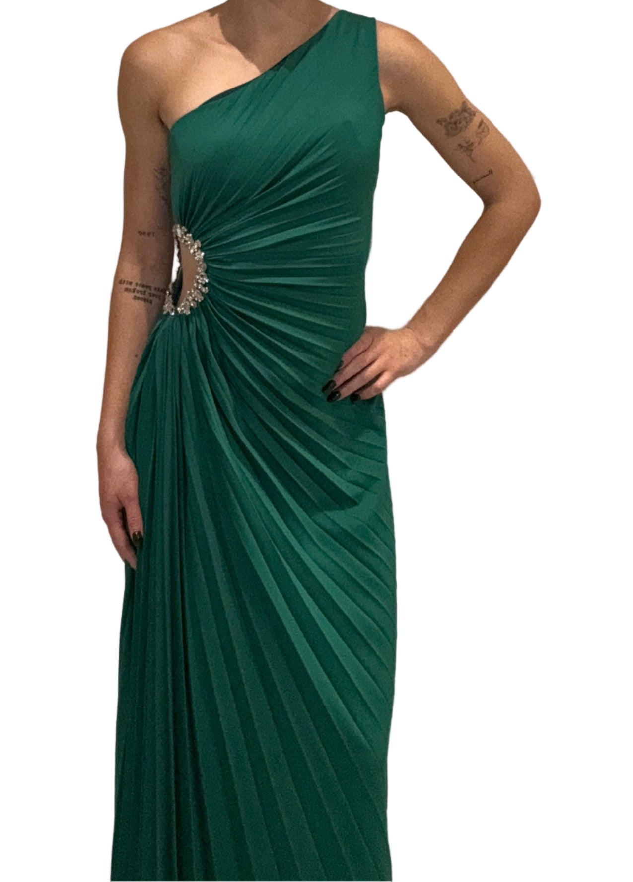 Escoll - Green Pleated Embellished Dress