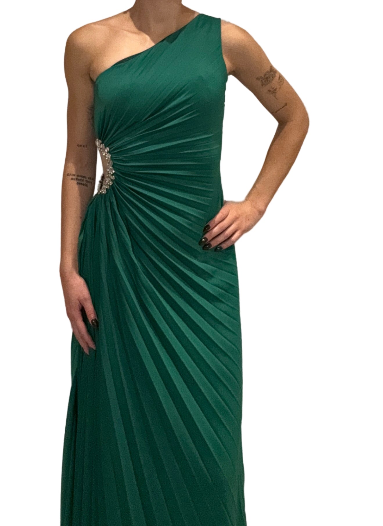 Escoll - Green Pleated Embellished Dress