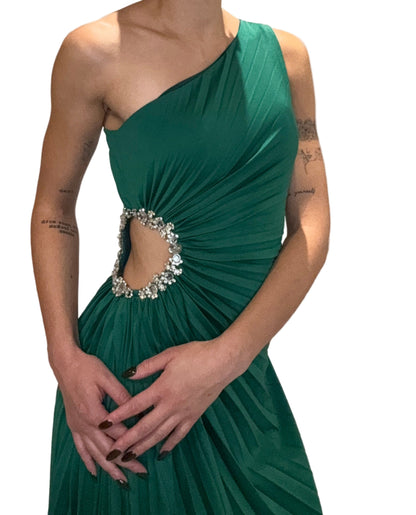 Escoll - Green Pleated Embellished Dress
