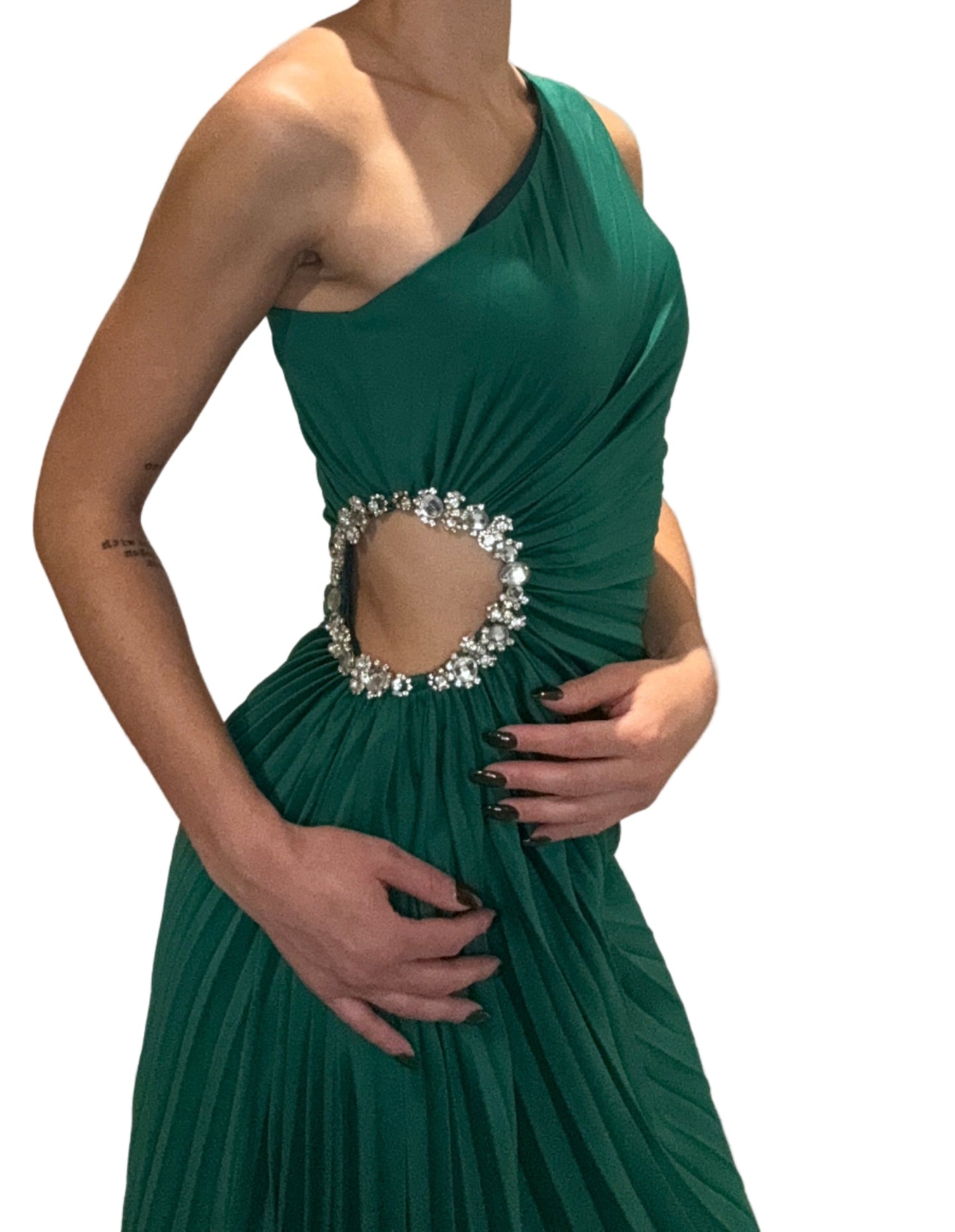 Escoll - Green Pleated Embellished Dress