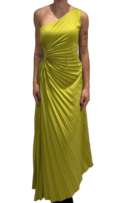 Escoll - One Shoulder Draped Dress Lime