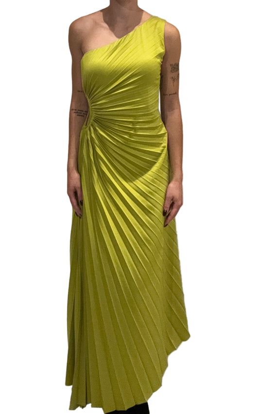 Escoll - One Shoulder Draped Dress Lime