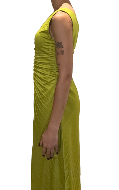 Escoll - One Shoulder Draped Dress Lime