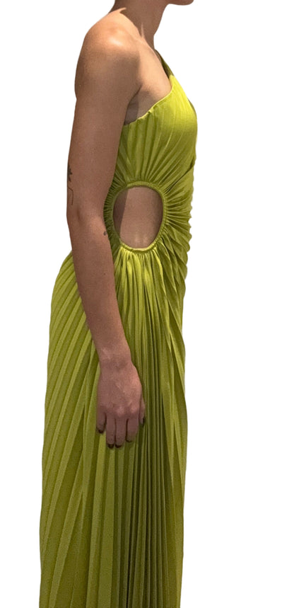 Escoll - One Shoulder Draped Dress Lime