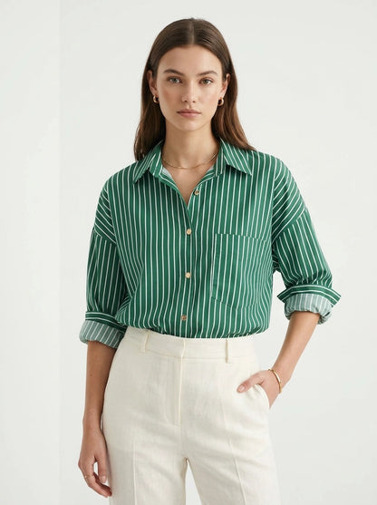Green Striped Shirt - Fashion Bubble