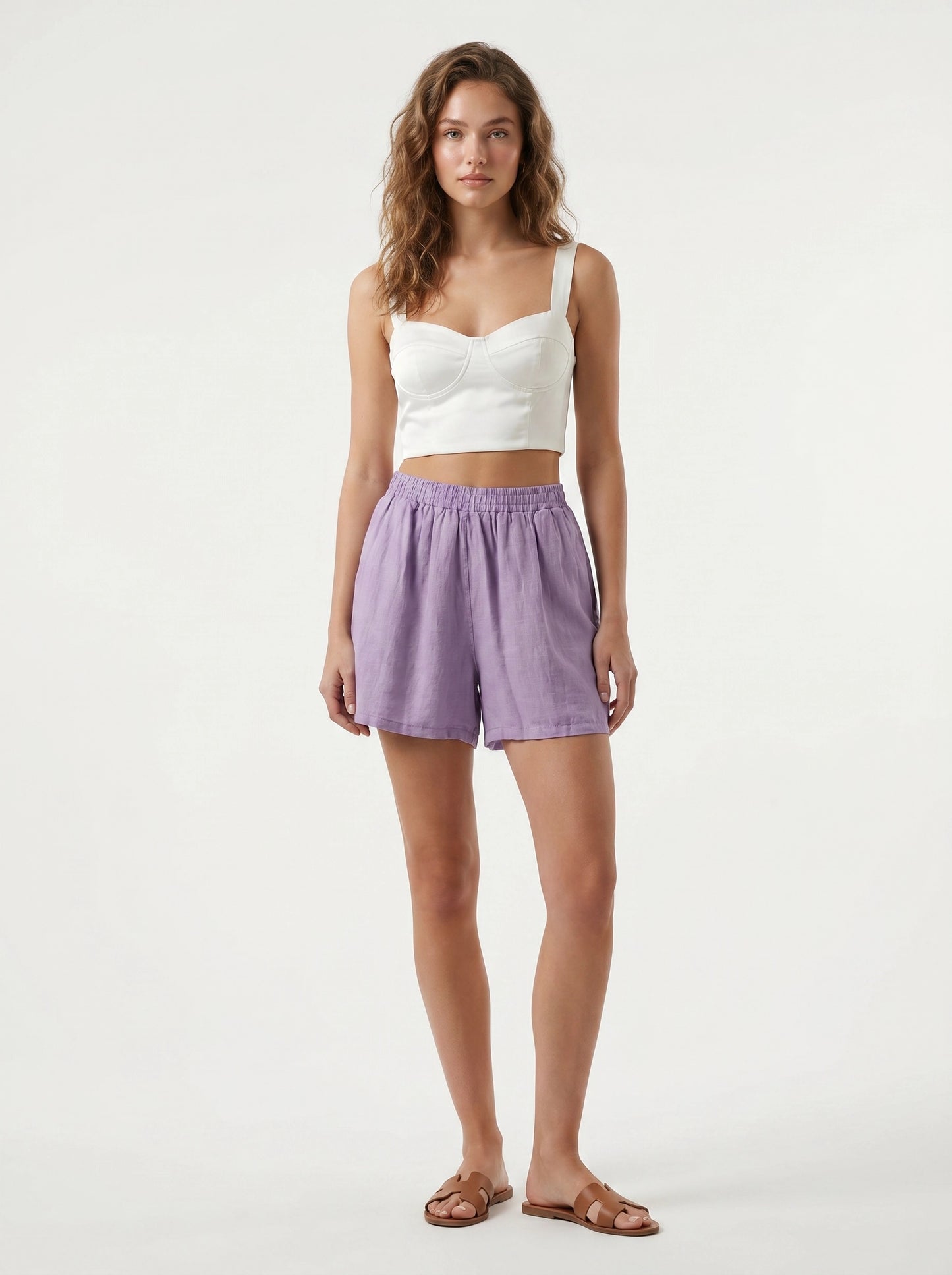 Lavender Linen Shorts - Euro Fashion