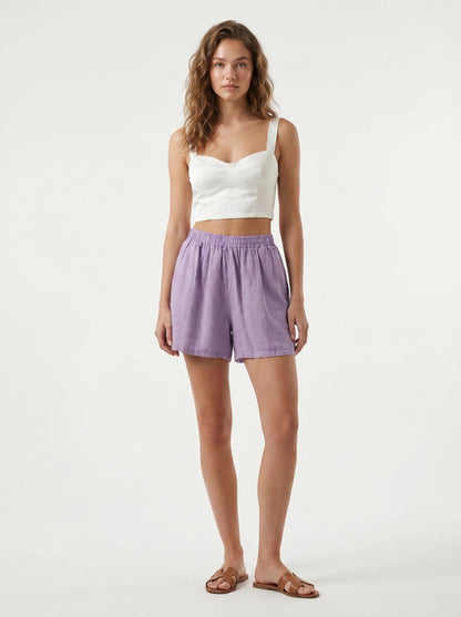 Lavender Linen Shorts - Euro Fashion