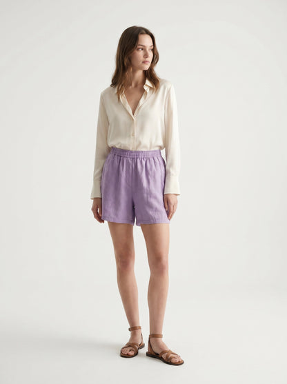 Lavender Linen Shorts - Euro Fashion