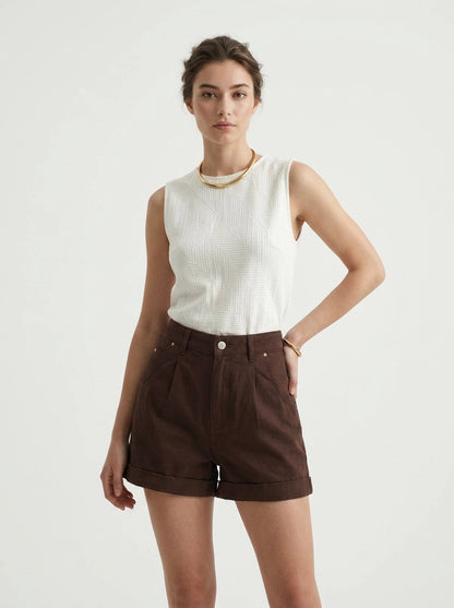 Brown Denim Shorts - Eurofashion
