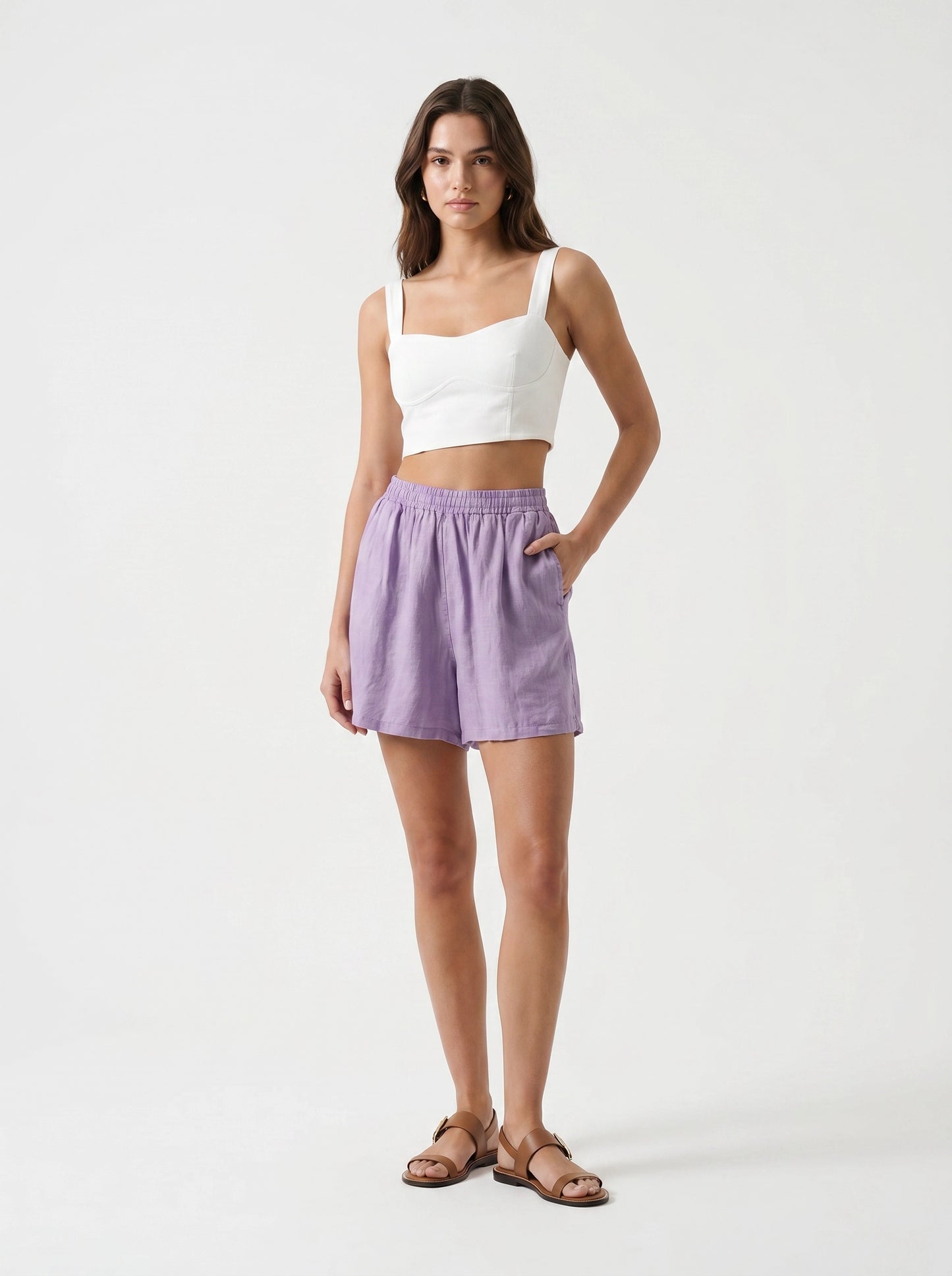 Lavender Linen Shorts - Euro Fashion