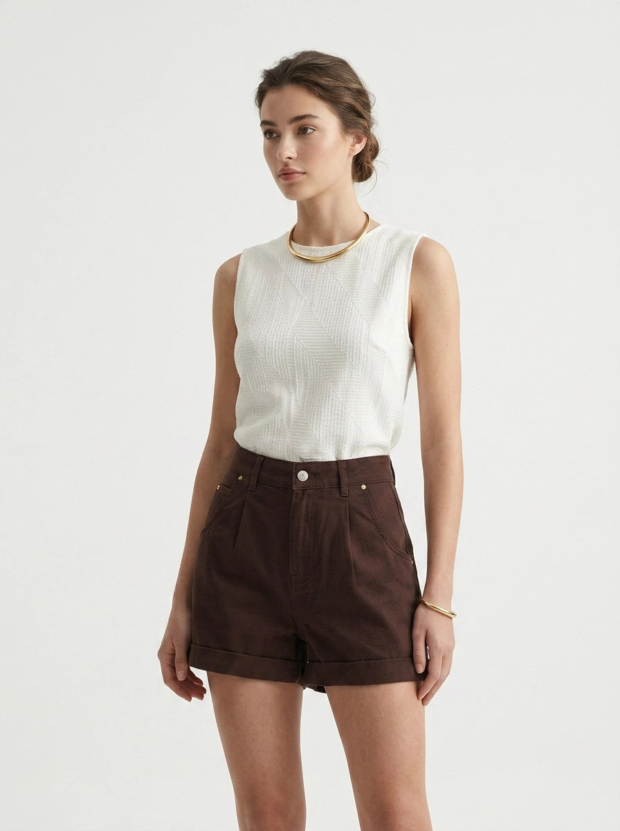 Brown Denim Shorts - Eurofashion