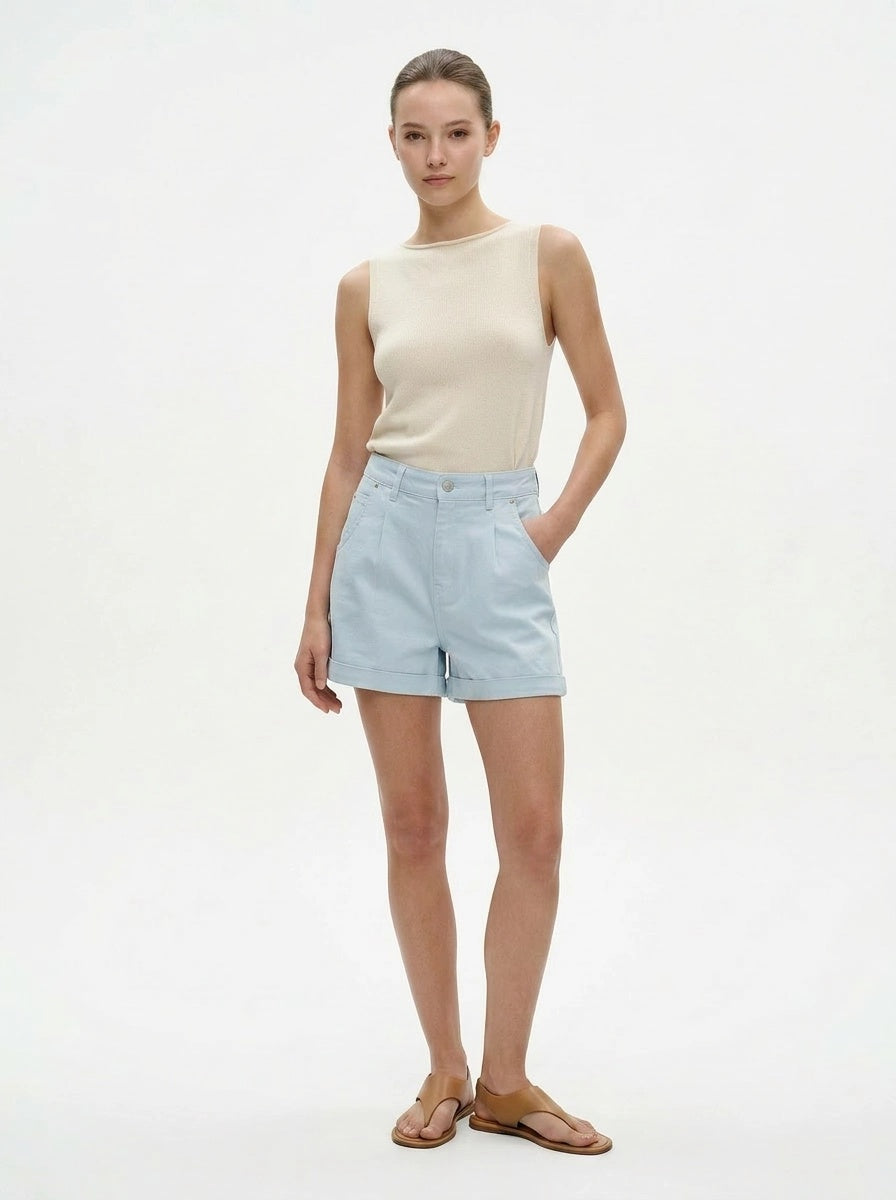 Light Blue Denim Shorts - Eurofashion