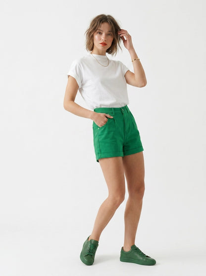 Green Denim Shorts - Eurofashion
