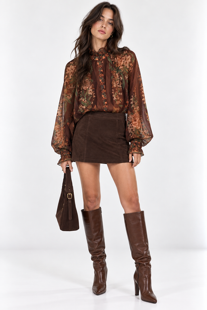 Bianca Brown Floral Blouse