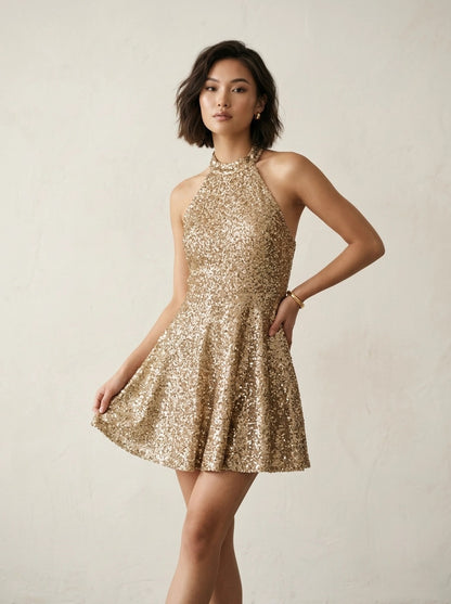 Short Gold Evening Dress - Gygess