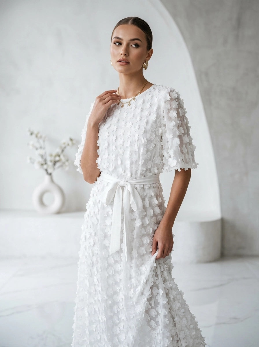 White Floral Dress - Joseph Ribkoff