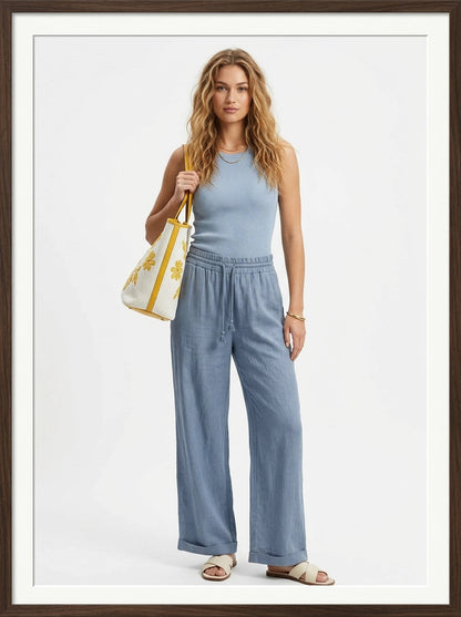 Blue Linen Pants - Il Vento e La Seta