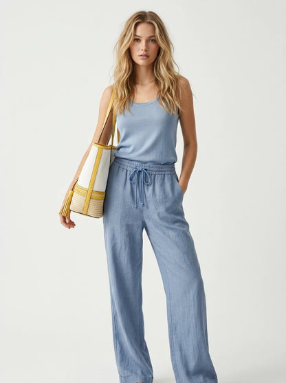 Blue Linen Pants - Il Vento e La Seta