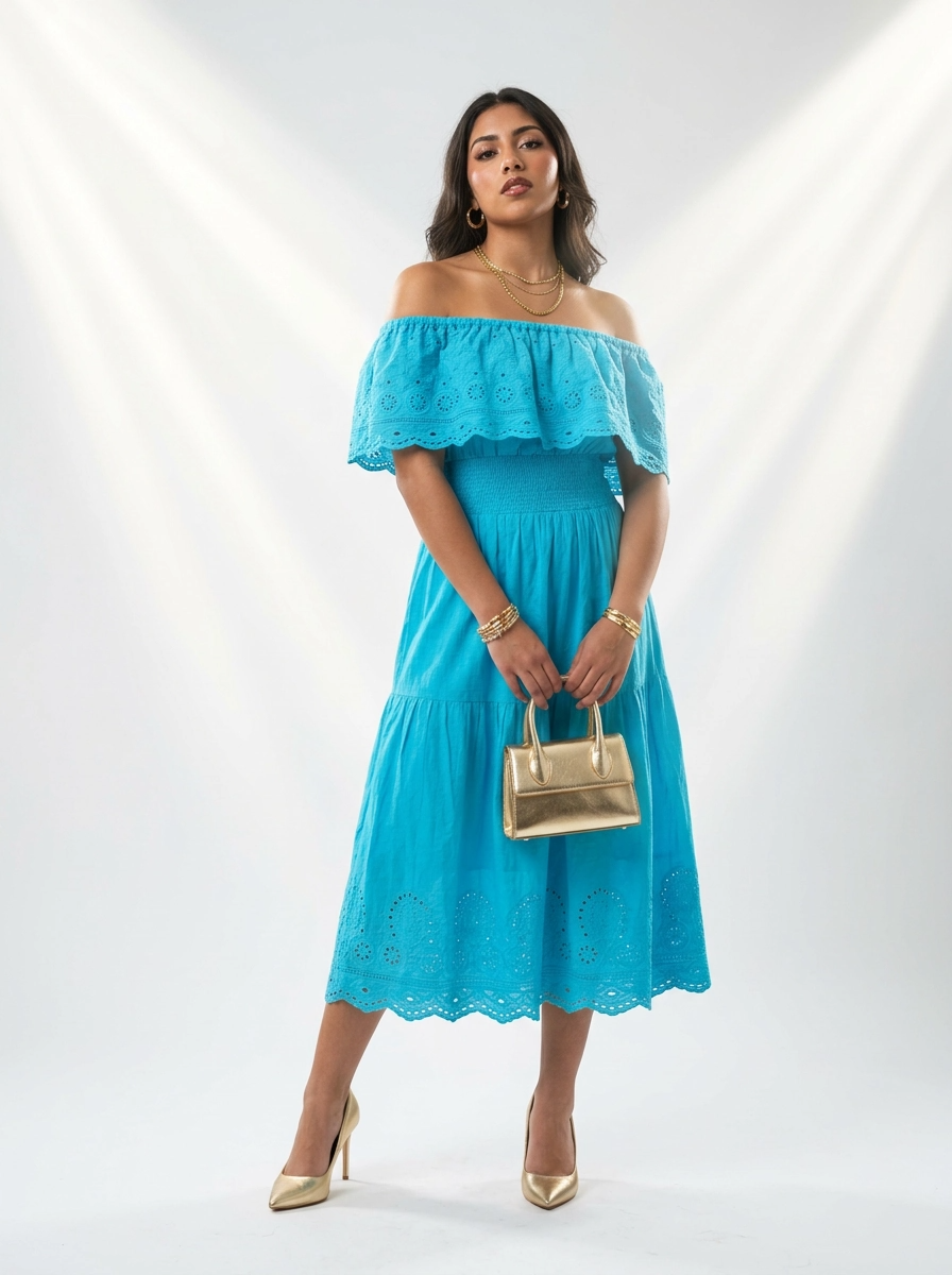 Embroidered Midi Dress