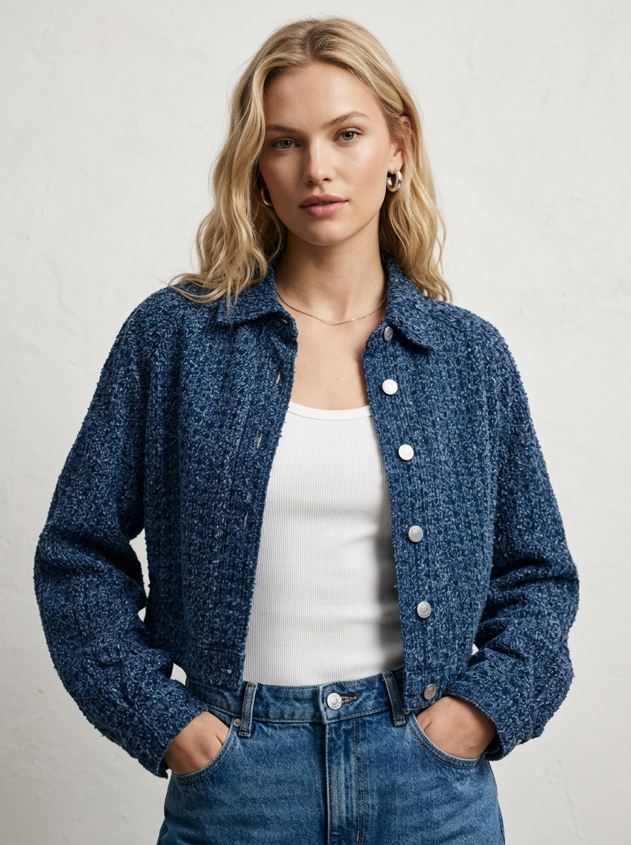 Blue Boucle Jacket - Thisbe