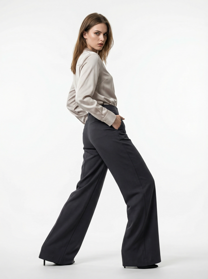 Wide Leg Black Trousers - Seductive