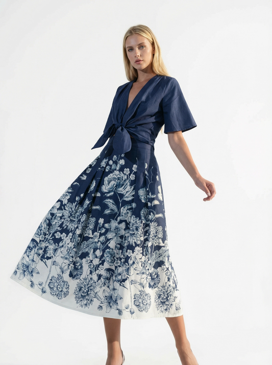 Blue Floral Skirt - Eleria Cortes