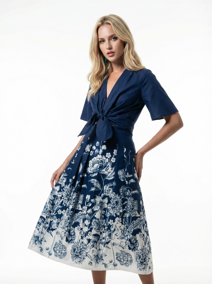 Blue Floral Skirt - Eleria Cortes