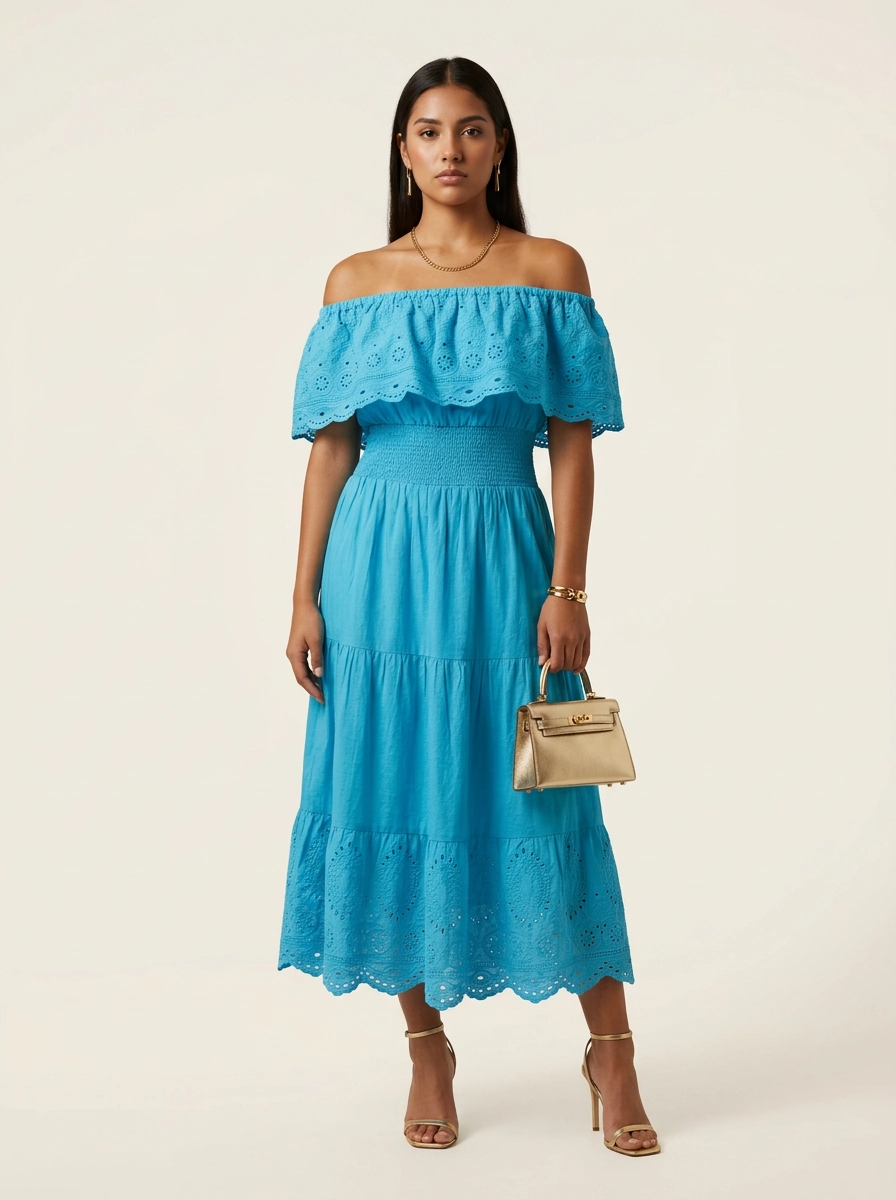 Embroidered Midi Dress