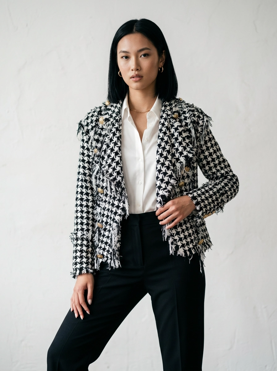 Black and White Houndstooth Jacket - Galita