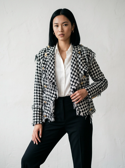 Black and White Houndstooth Jacket - Galita