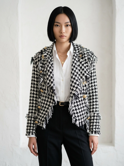 Black and White Houndstooth Jacket - Galita
