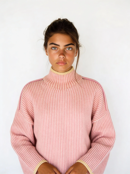 DELUC: Pink & Cream Sweater