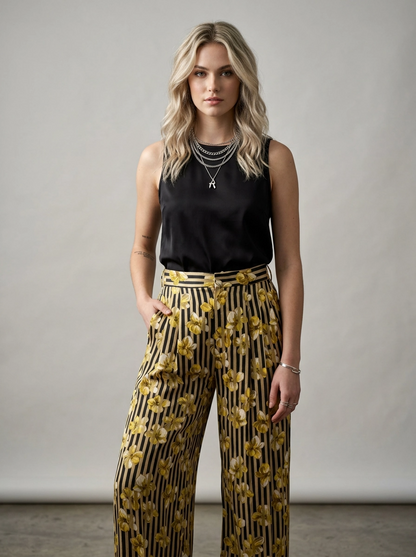 Yellow Floral Trousers - Ottodame