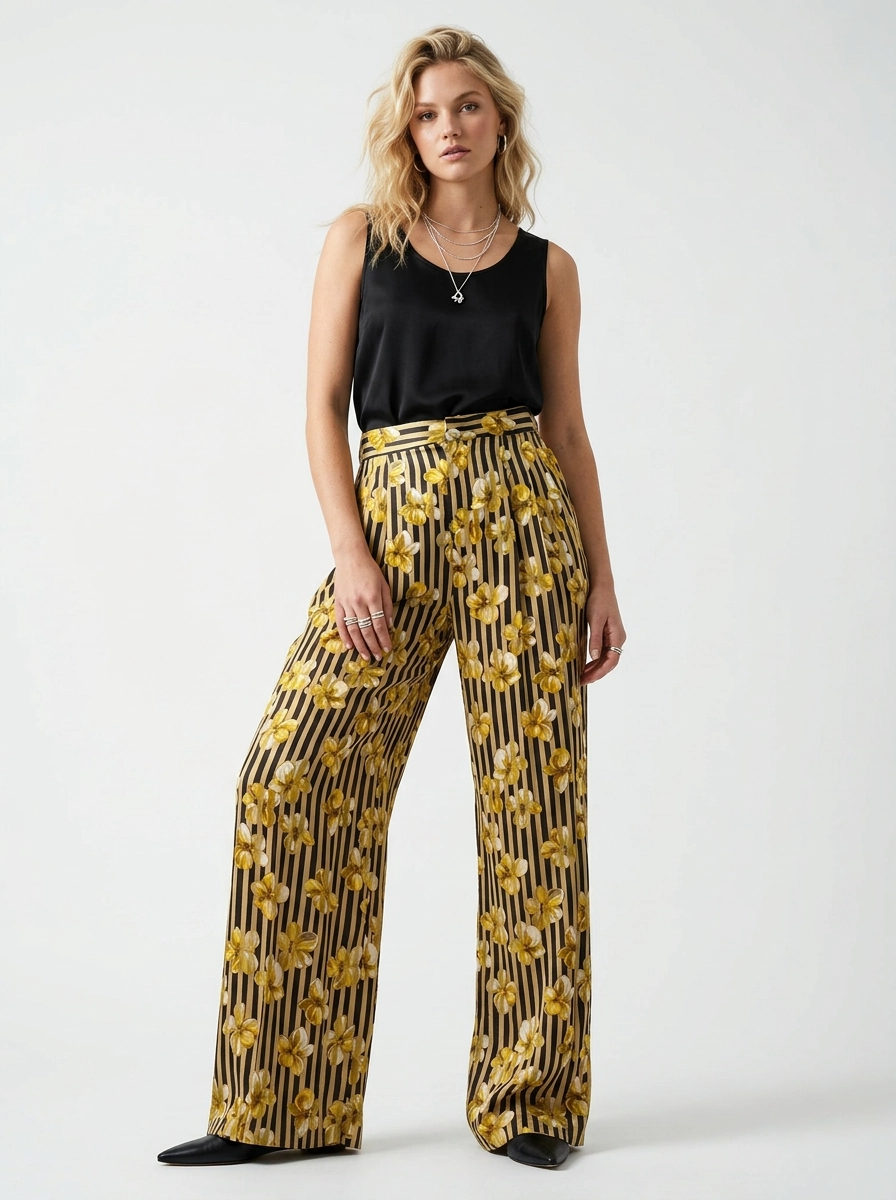 Yellow Floral Trousers - Ottodame