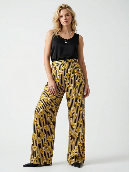 Yellow Floral Trousers - Ottodame