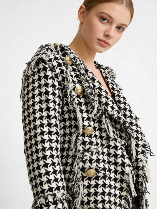 Black and White Houndstooth Jacket - Galita