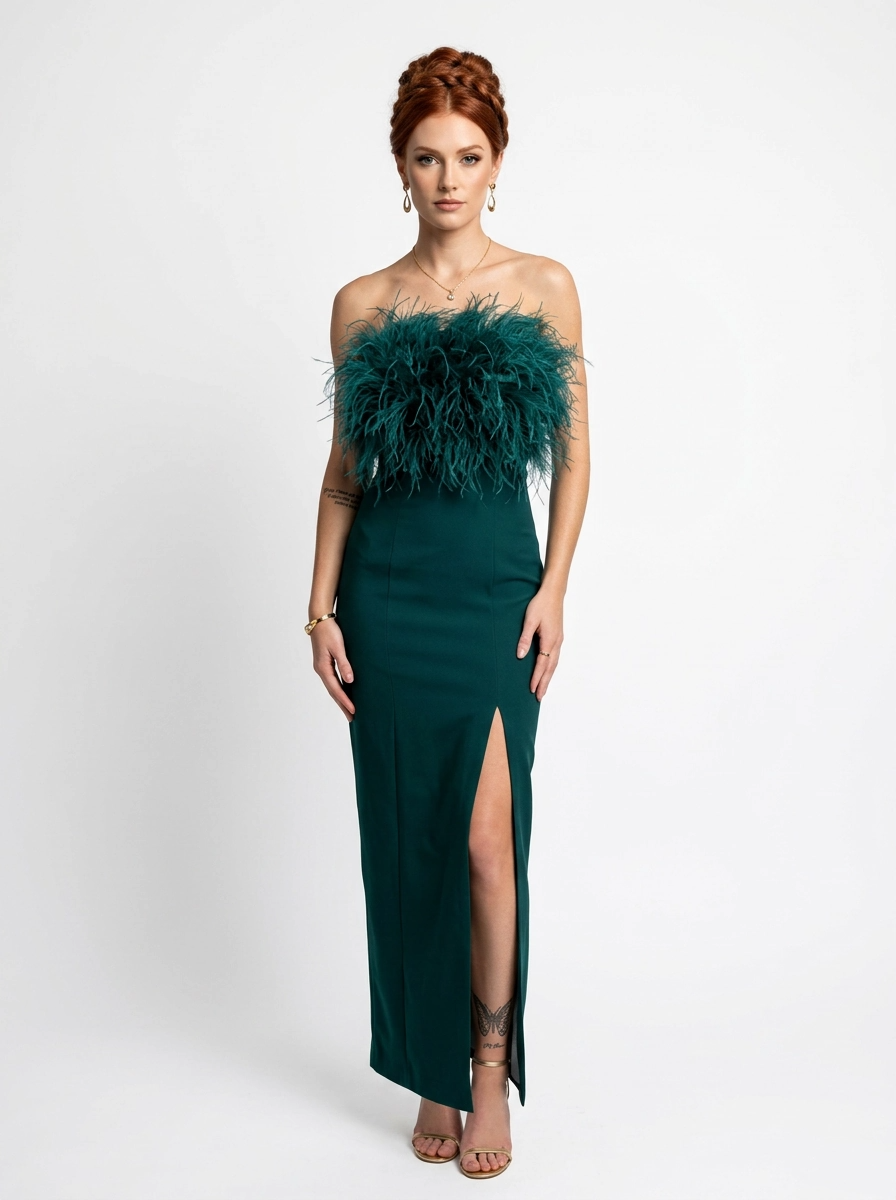 Emerald Feather Top Dress - Fimka
