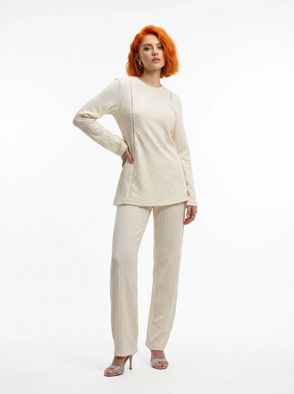 Knitted Beige Trousers - Eleria Cortes