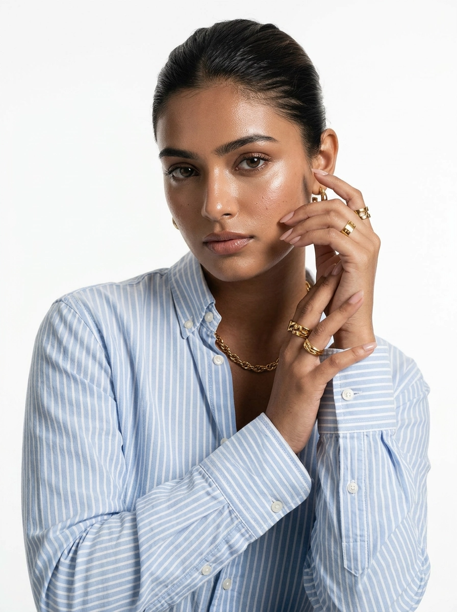 Light Blue Striped Button-Up Shirt
