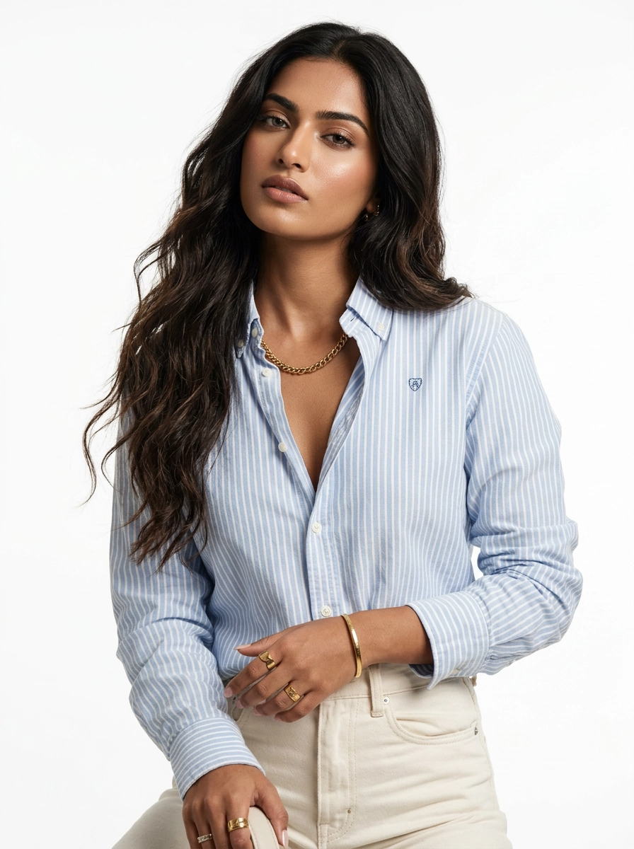 Light Blue Striped Button-Up Shirt