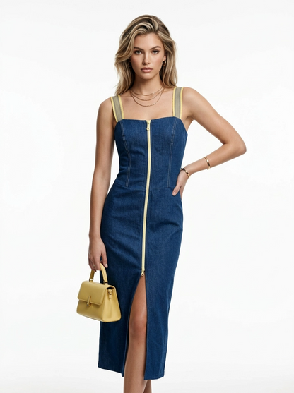 Dark Blue Denim Dress - Eleria Cortes