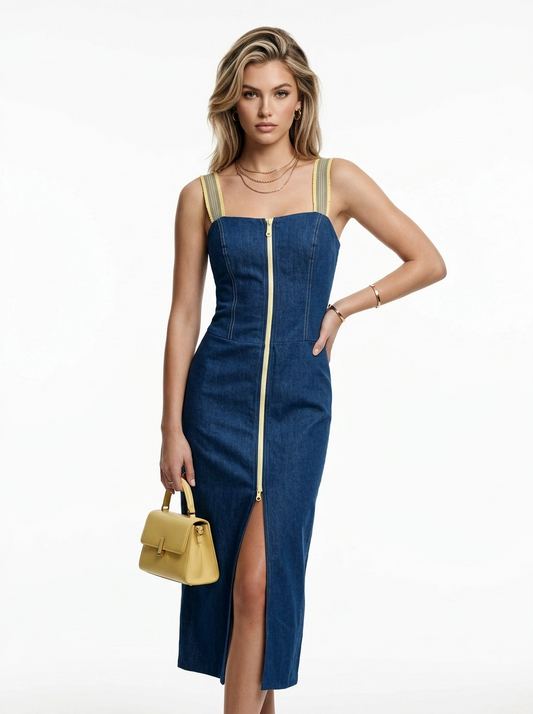 Dark Blue Denim Dress - Eleria Cortes