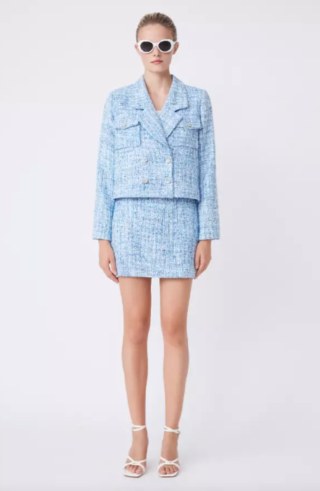 Blue Tweed Skirt - Suncoo