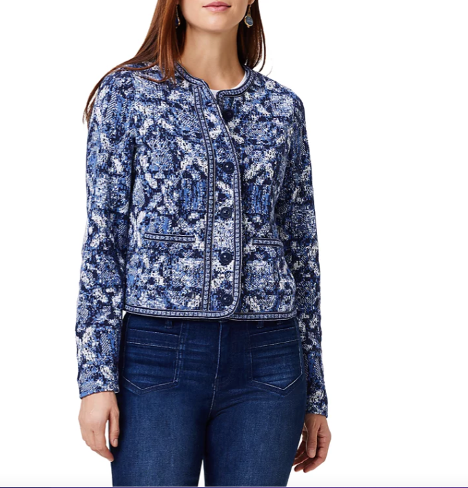 Indigo Geo Knit Jacket - NIC+ZOE